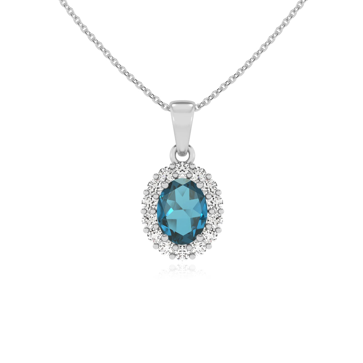 natural london-blue-topaz oval solitaire necklaces in white gold 
