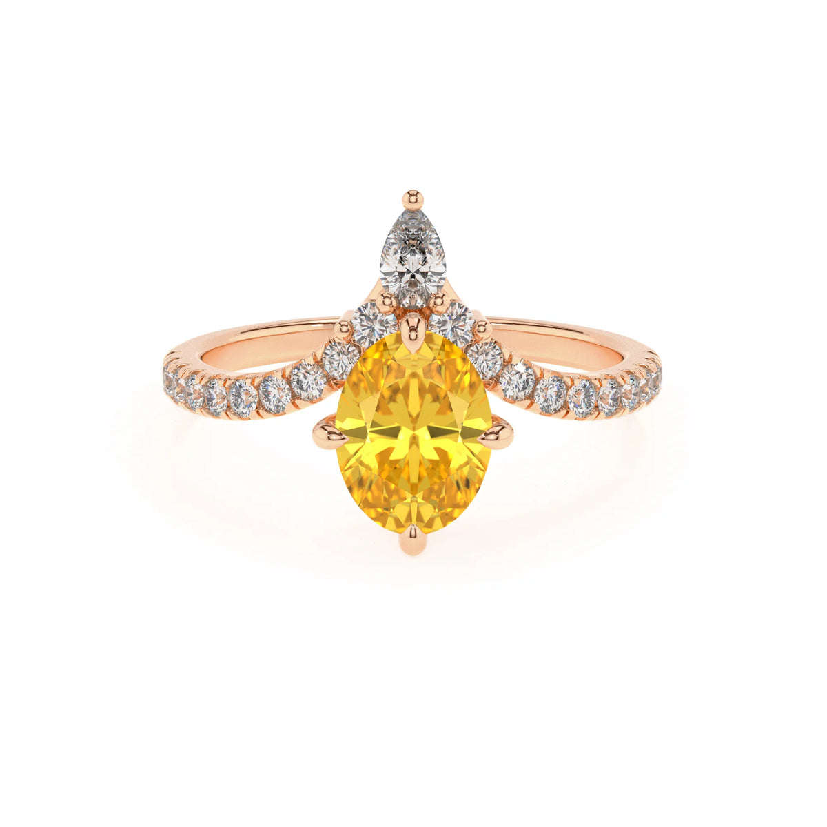 lab grown yellow-sapphire oval solitaire rings in rose gold 