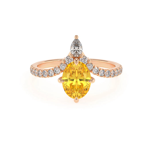 lab grown yellow-sapphire oval solitaire rings in rose gold 