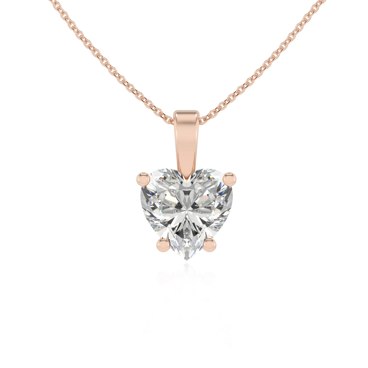 lab grown moissanite heart solitaire necklaces in rose gold 