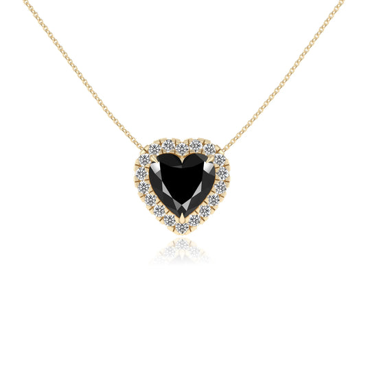 natural black onyx heart solitaire necklaces in yellow gold 