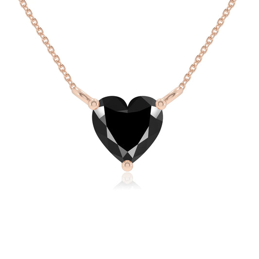 natural black-onyx heart solitaire necklaces in rose gold 