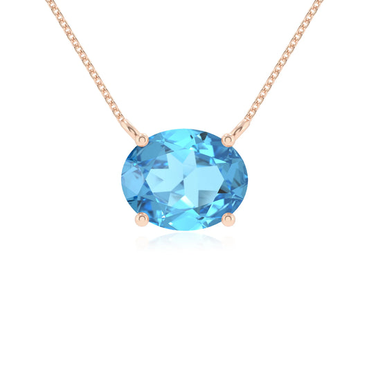 natural swiss-blue-topaz oval solitaire necklaces in rose gold 