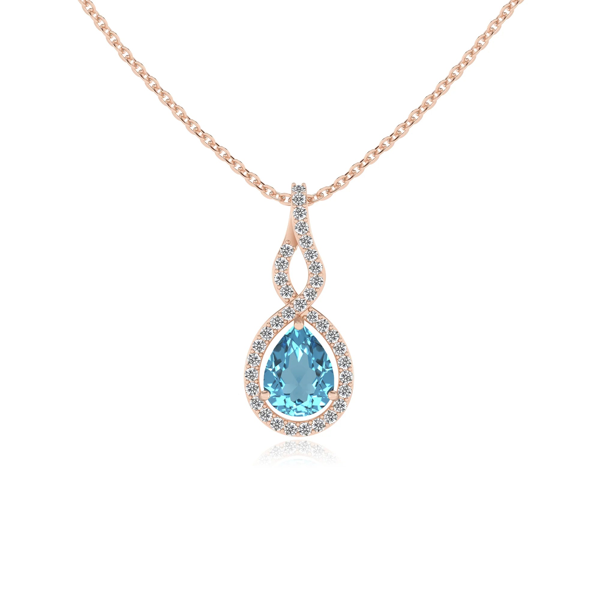 natural swiss-blue-topaz pear necklaces in rose gold 