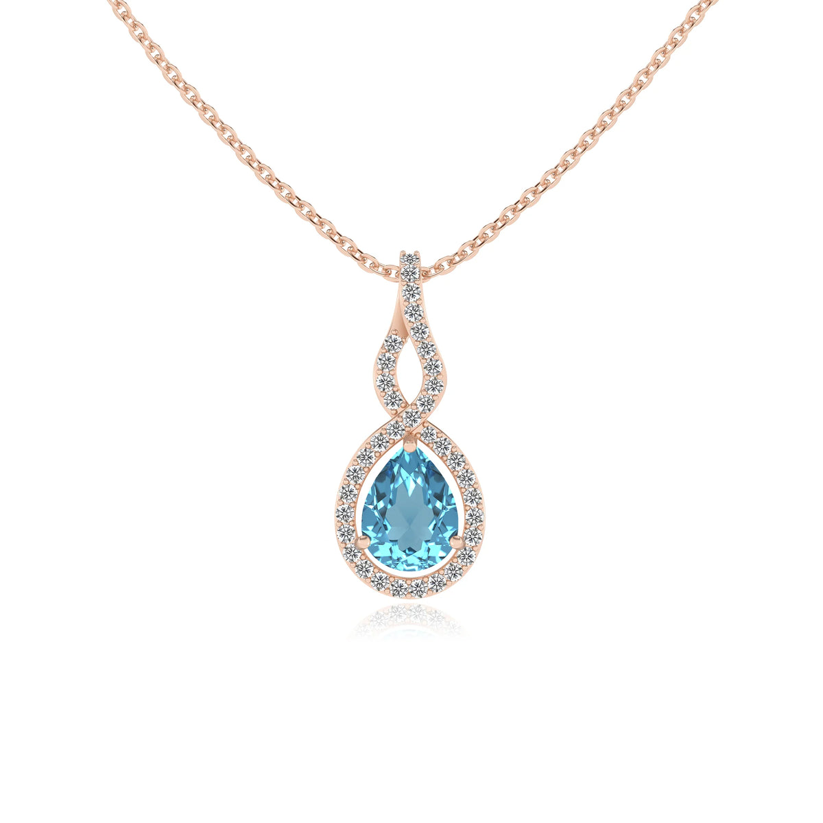 natural swiss-blue-topaz pear necklaces in rose gold 