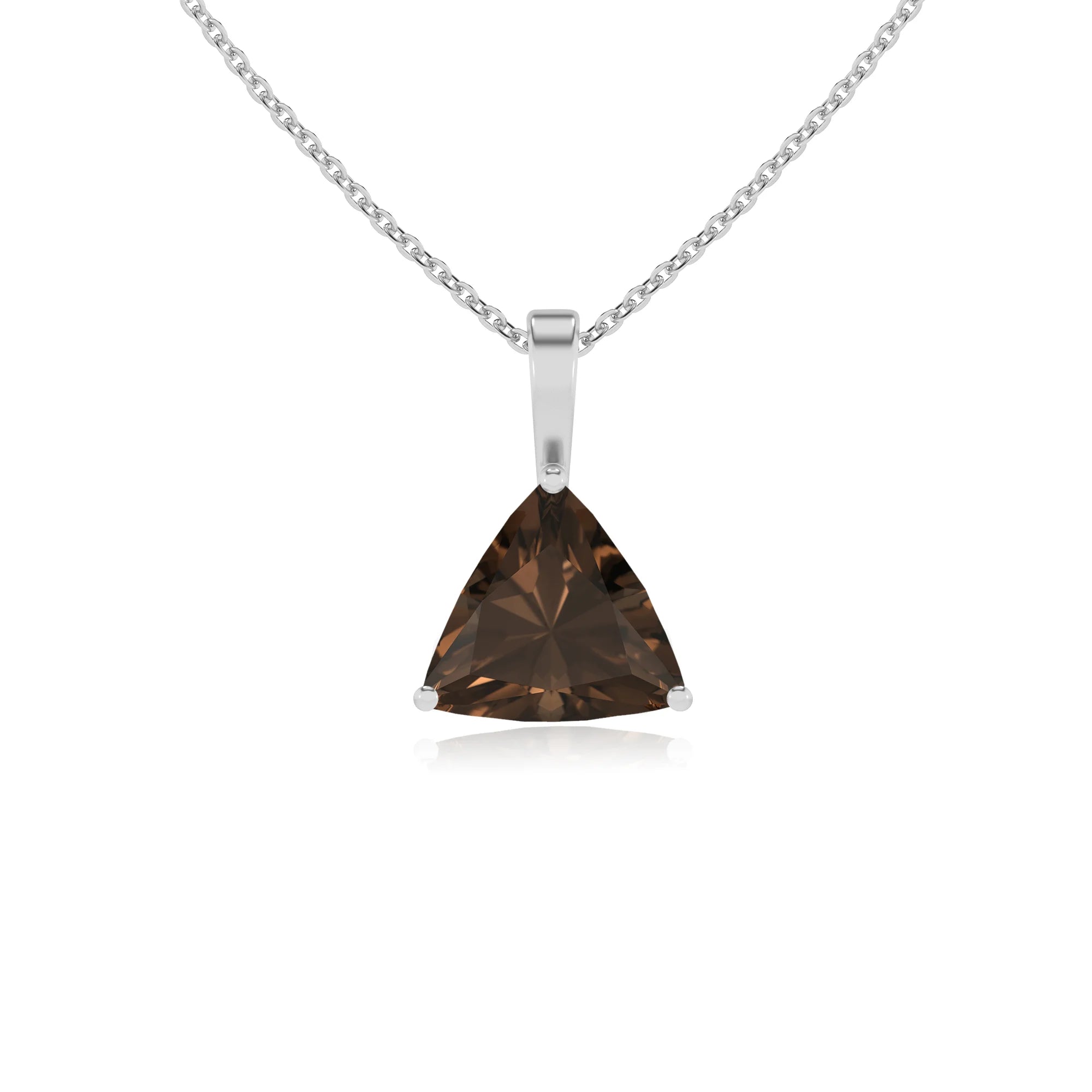 natural smoky-quartz trillion solitaire necklaces in sterling silver 