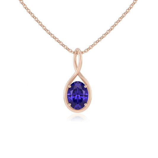 lab grown tanzanite oval solitaire necklaces in rose gold 