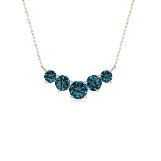 natural london-blue-topaz round bar necklaces in rose gold 