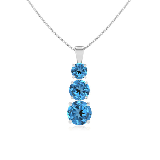 natural swiss-blue-topaz round bar v-bale necklaces in sterling silver 