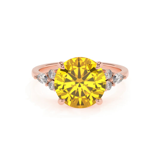lab grown yellow-sapphire round solitaire rings in rose gold 