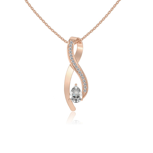 lab grown moissanite pear solitaire necklaces in rose gold 