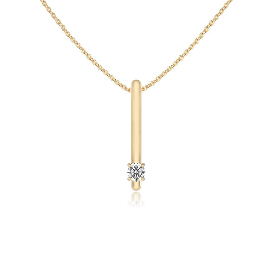 lab grown moissanite round bar necklaces in yellow gold 