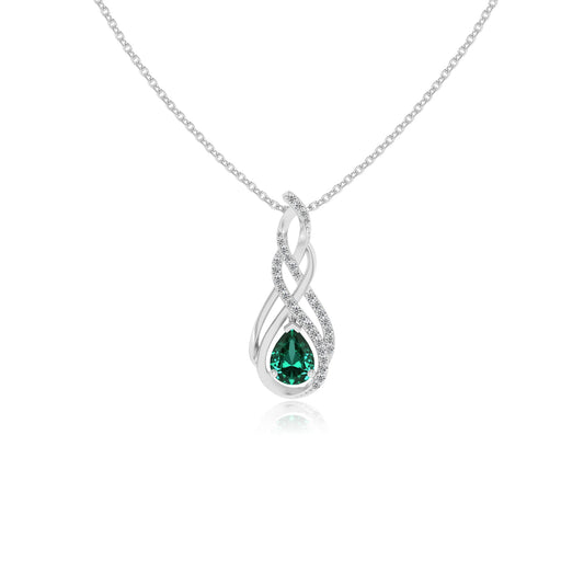 lab grown emerald pear solitaire necklaces in platinum 