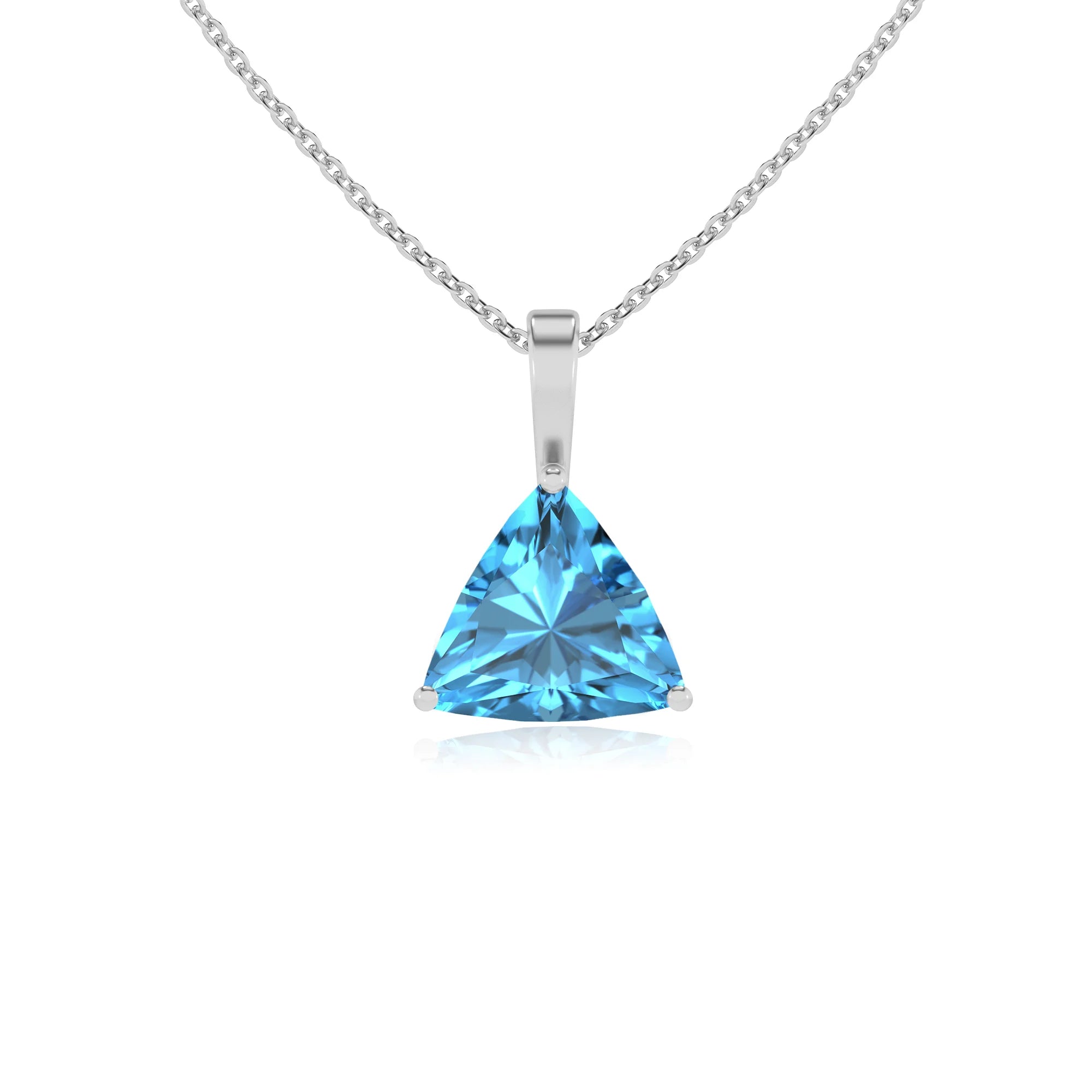 natural swiss-blue-topaz trillion solitaire necklaces in sterling silver 