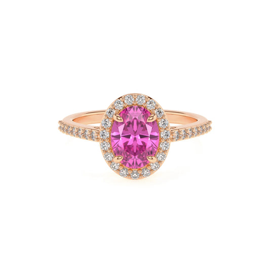 lab grown pink-sapphire oval solitaire rings in rose gold 