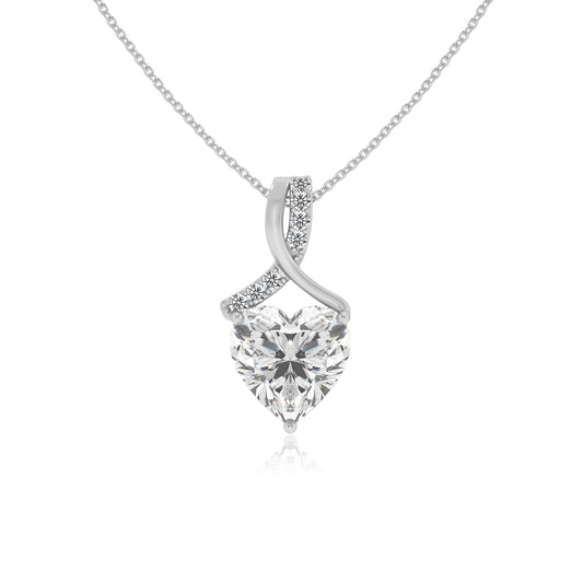 lab grown moissanite heart solitaire necklaces in sterling silver 