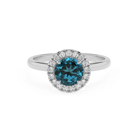 natural london-blue-topaz round solitaire rings in white gold 