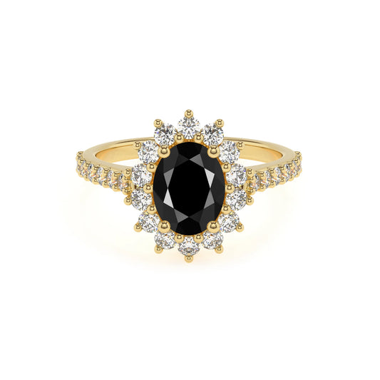 natural black-onyx oval solitaire rings in yellow gold 