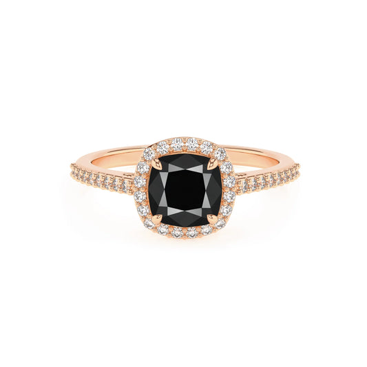 natural black-onyx cushion solitaire rings in rose gold 