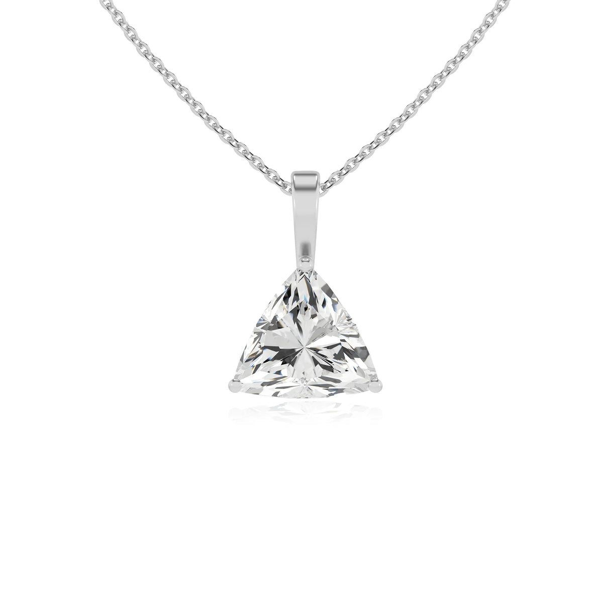 lab grown moissanite trillion solitaire necklaces in sterling silver 
