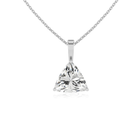 lab grown moissanite trillion solitaire necklaces in sterling silver 