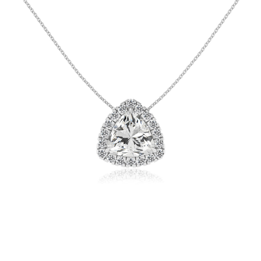 lab grown moissanite trillion solitaire necklaces in sterling silver 