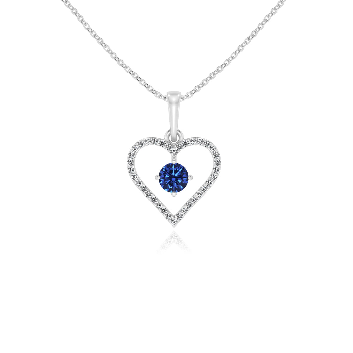 lab grown blue-sapphire round infinity necklaces in platinum 