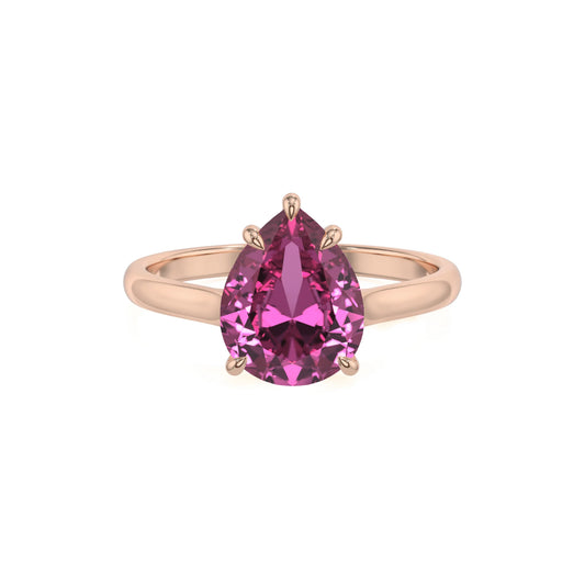 lab grown pink-sapphire pear solitaire rings in rose gold 