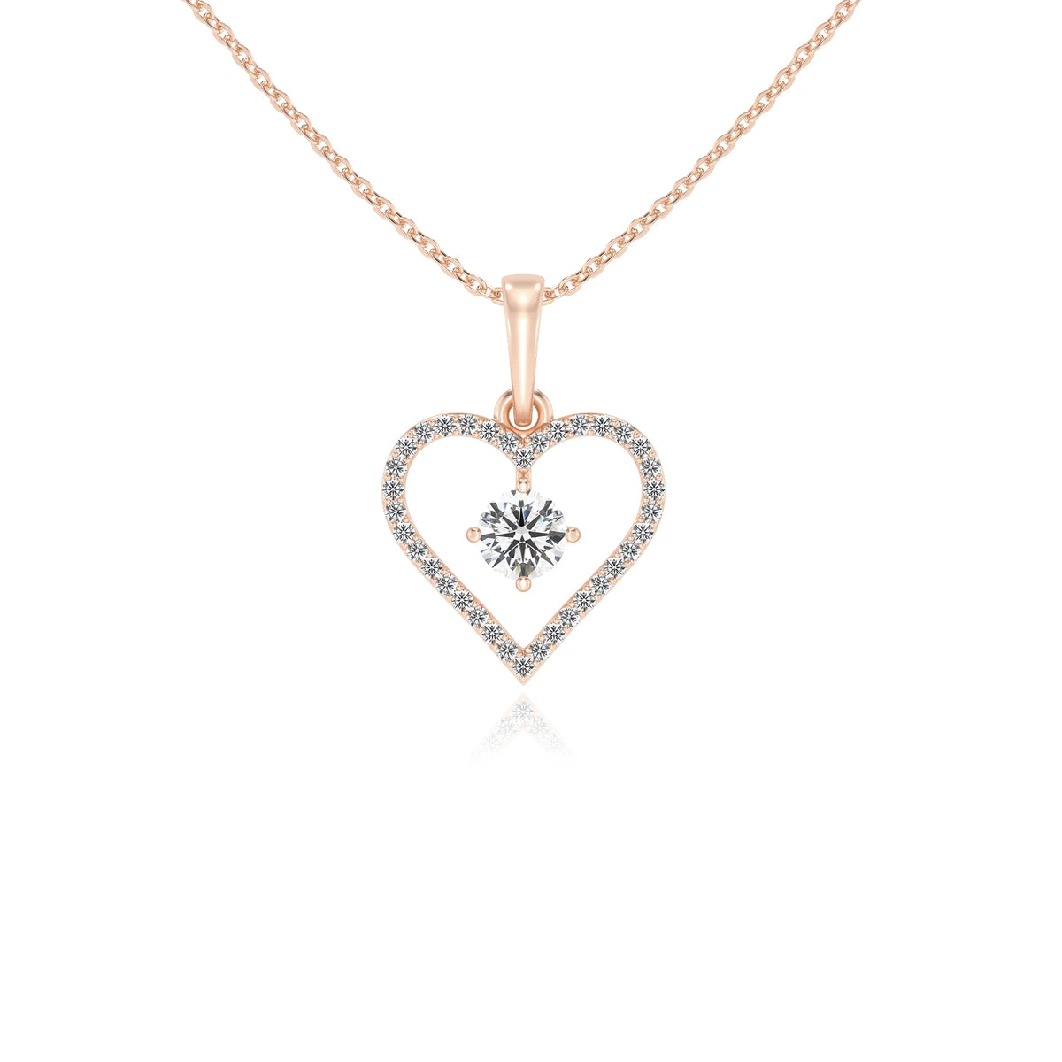 lab grown moissanite round infinity necklaces in rose gold 