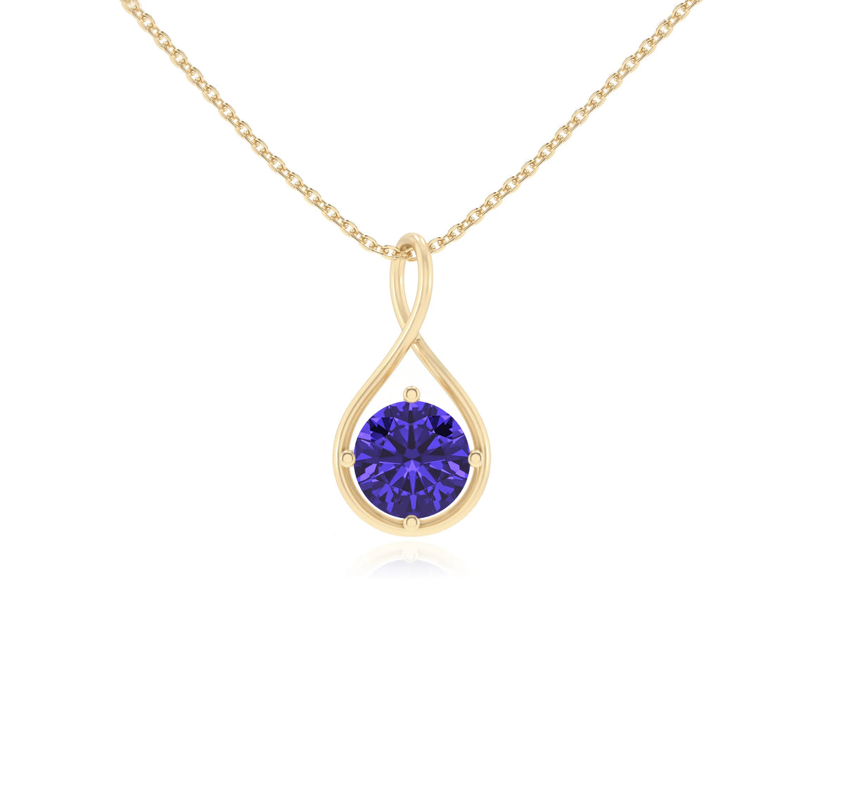lab grown tanzanite round solitaire necklaces in yellow gold 
