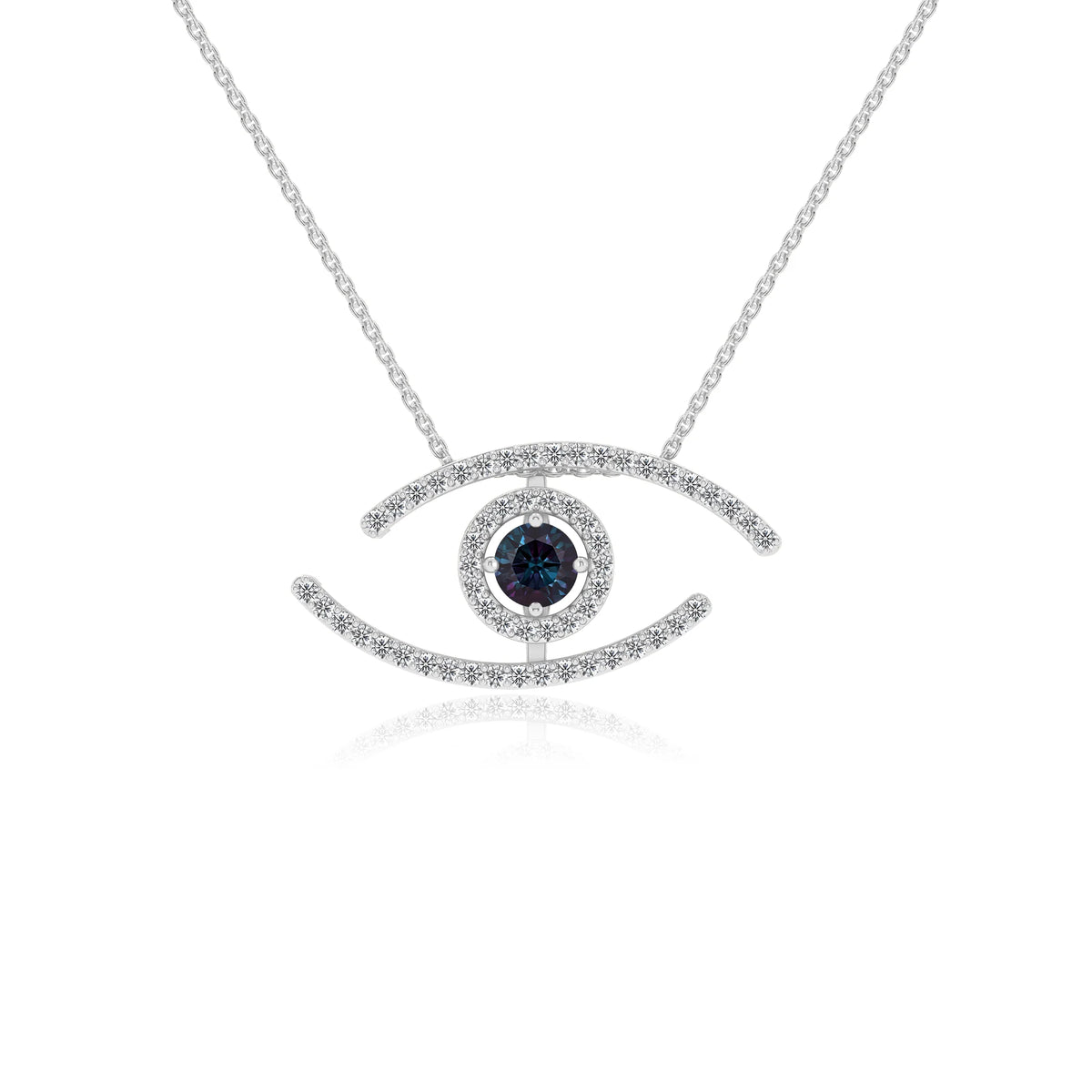 lab grown alexandrite round solitaire necklaces in platinum 
