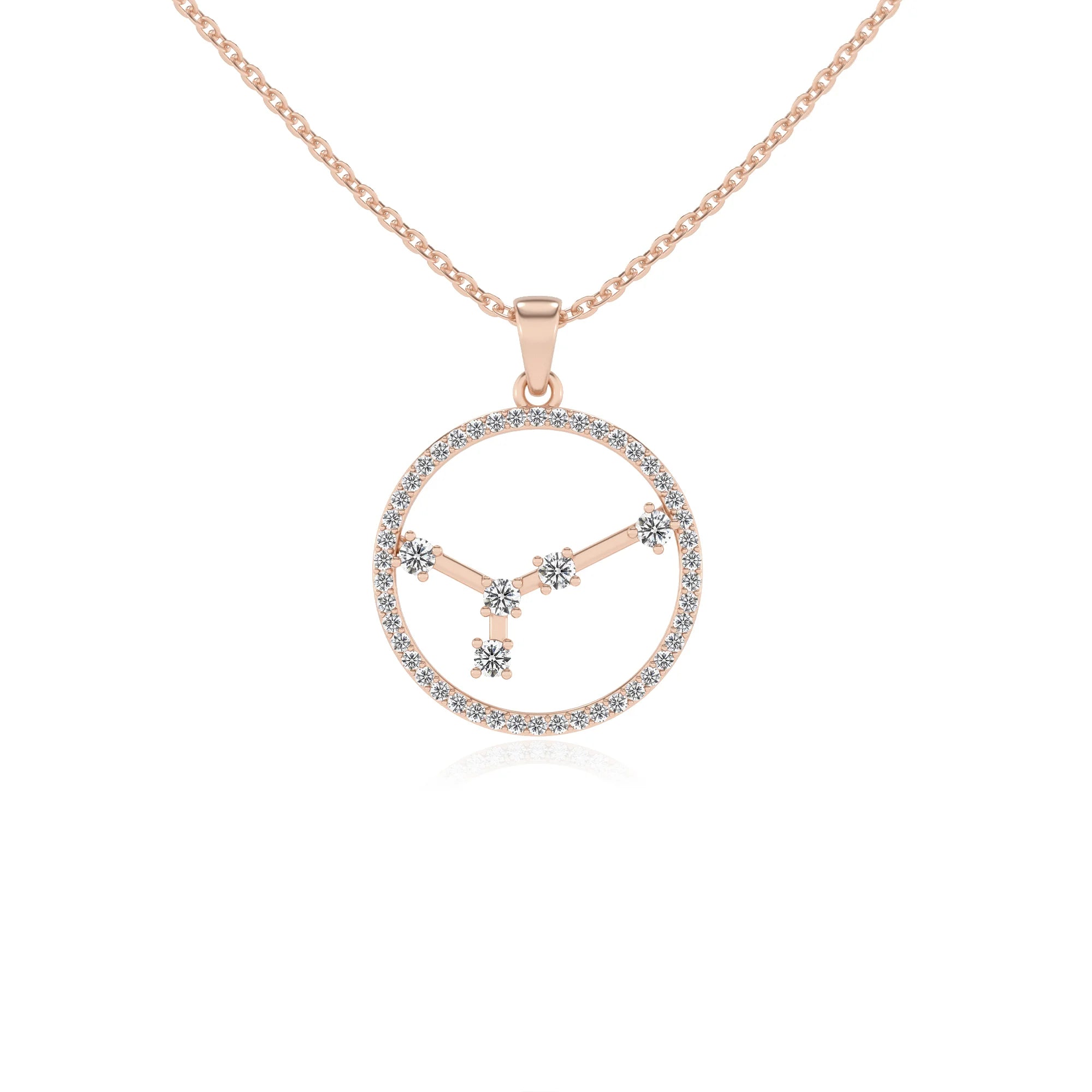 lab grown diamond round necklaces in rose gold 