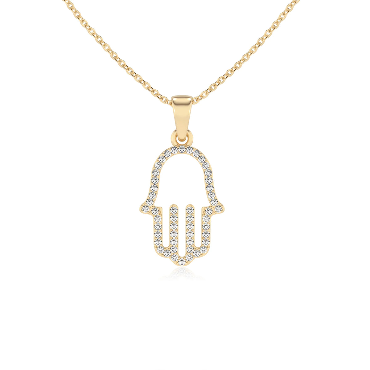 lab grown moissanite round necklaces in yellow gold 