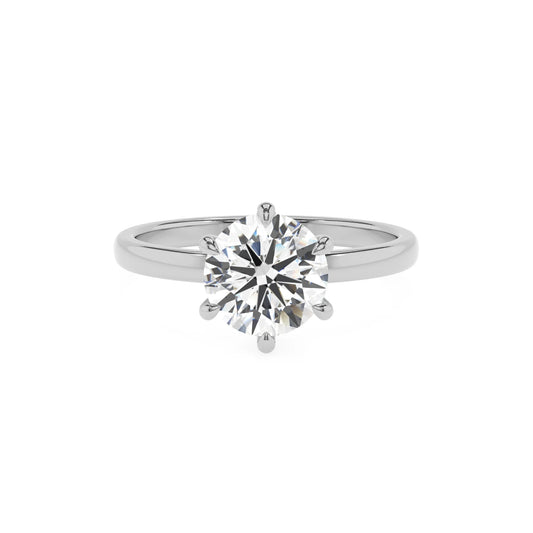 lab grown moissanite round solitaire rings in sterling silver 