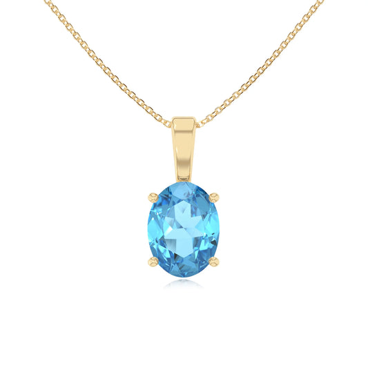 natural swiss-blue-topaz oval solitaire necklaces in yellow gold 