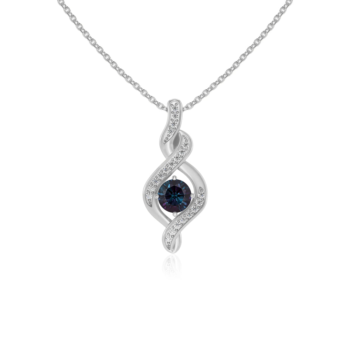 lab grown alexandrite round solitaire necklaces in platinum 