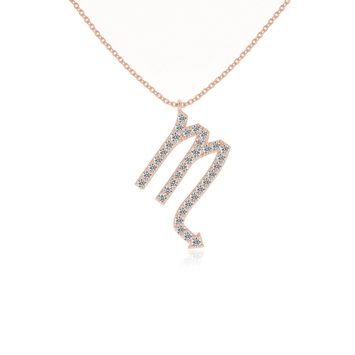 lab grown diamond round necklaces in rose gold 