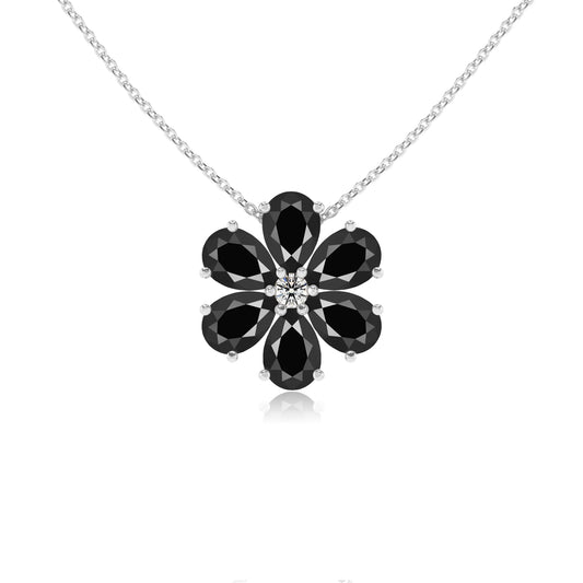natural black-onyx pear solitaire necklaces in platinum 