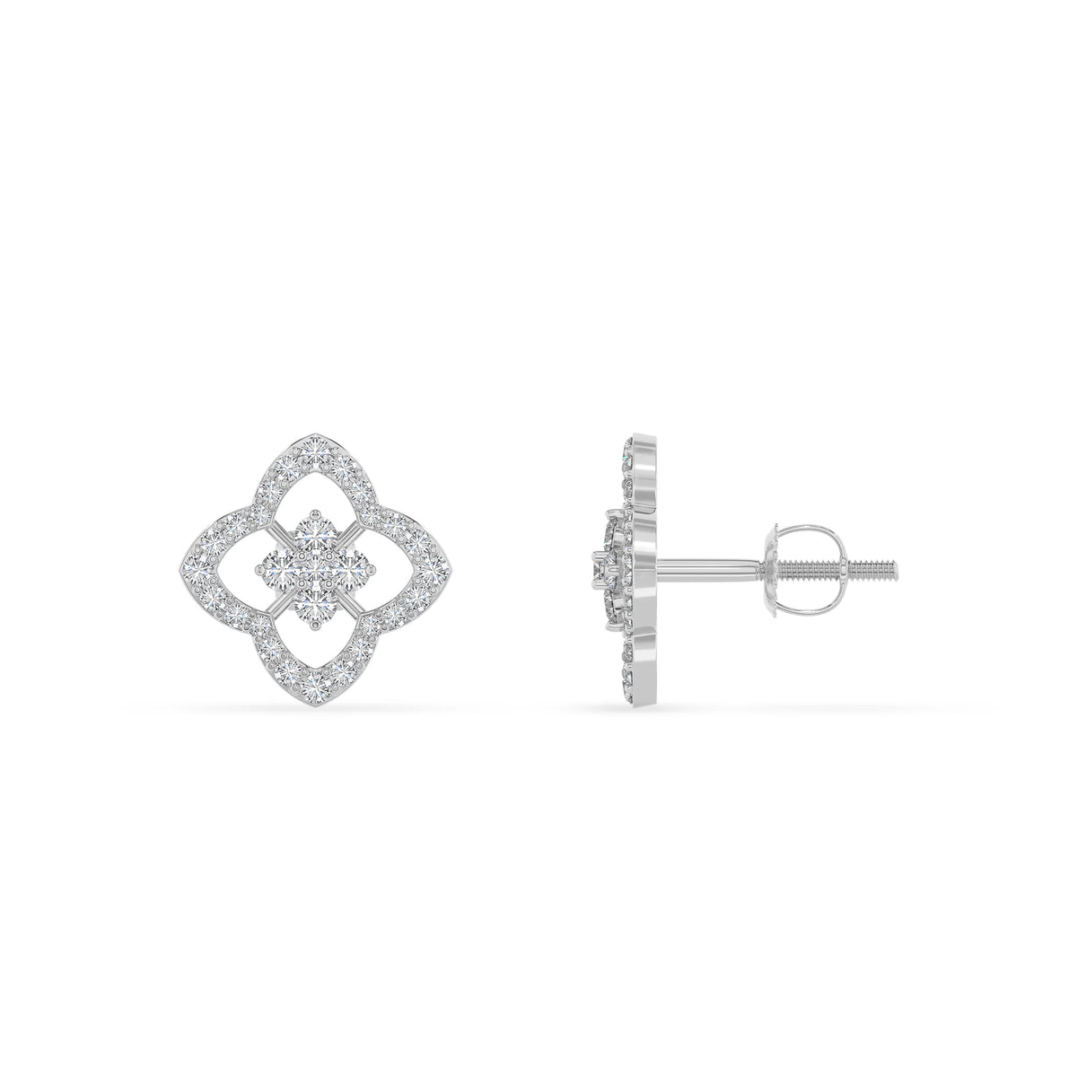 lab grown moissanite round stud earrings in platinum 
