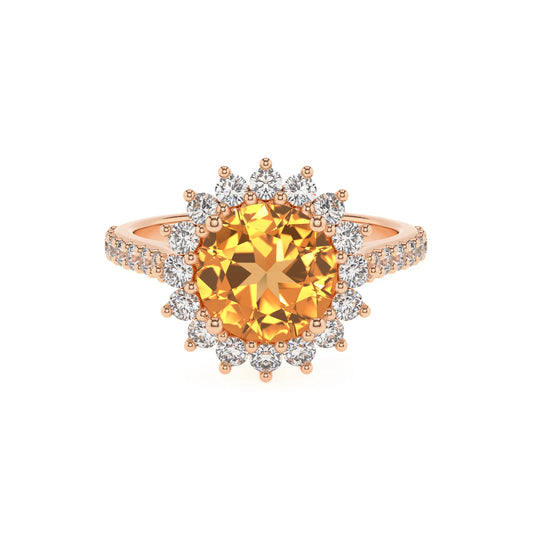 lab grown citrine round solitaire rings in rose gold 