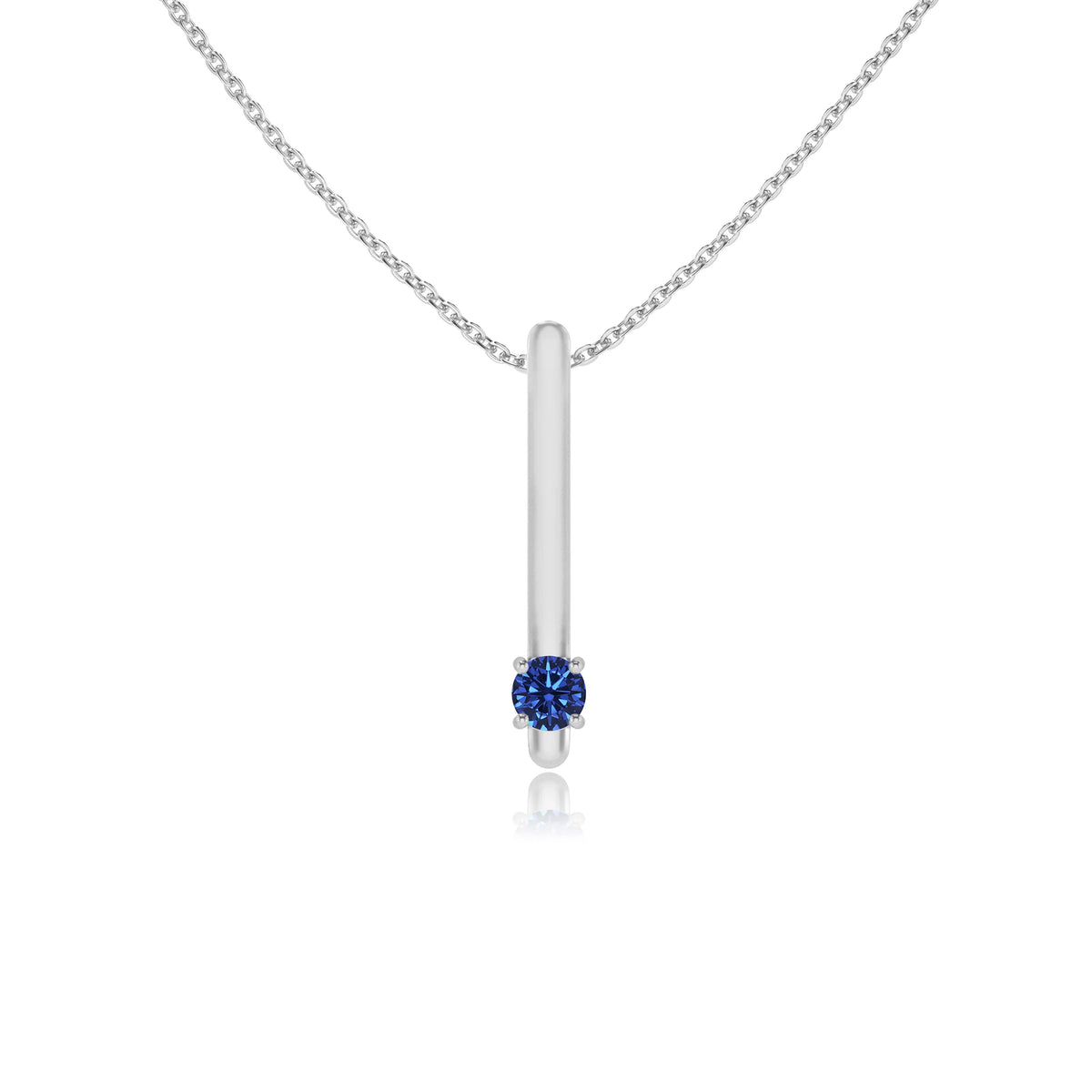 lab grown blue-sapphire round bar necklaces in platinum 