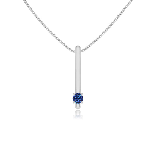 lab grown blue-sapphire round bar necklaces in platinum 