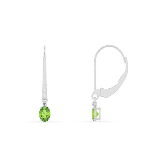 natural peridot oval drop earrings in platinum 