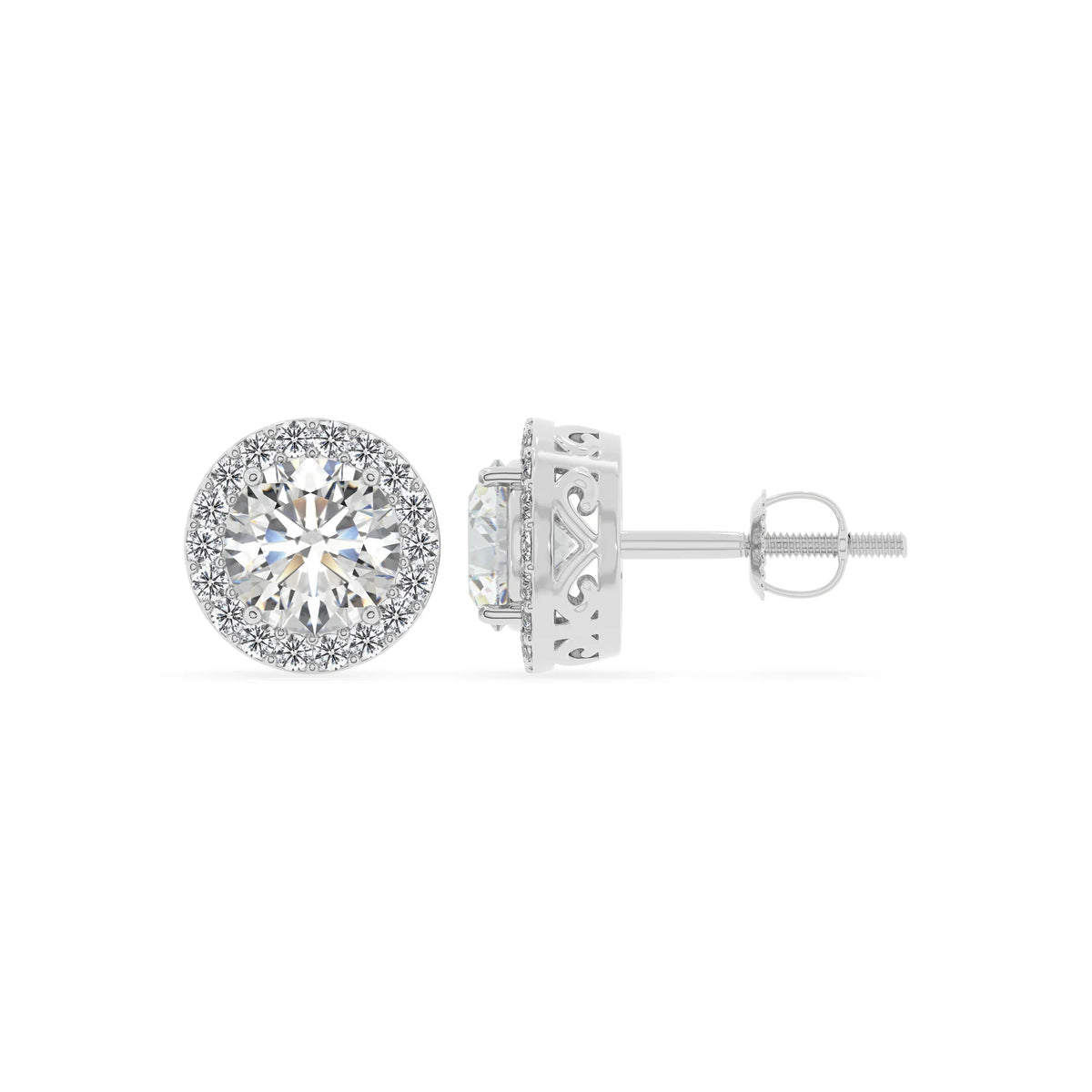 lab grown moissanite round stud earrings in sterling silver 