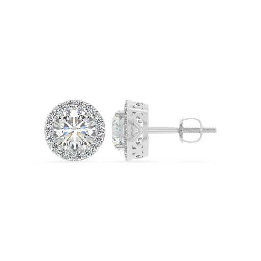 lab grown moissanite round stud earrings in sterling silver 