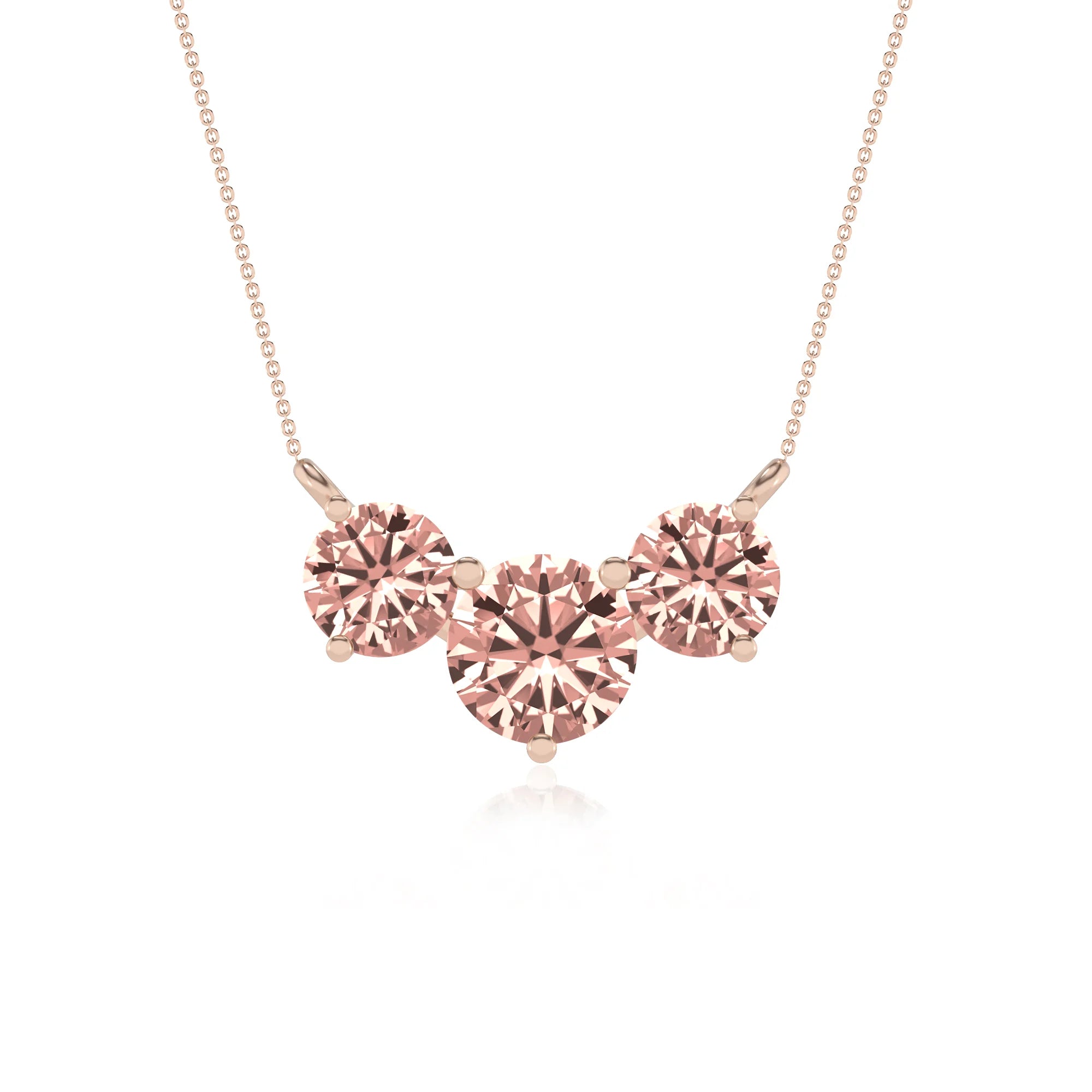 lab grown morganite round solitaire v-bale necklaces in rose gold 
