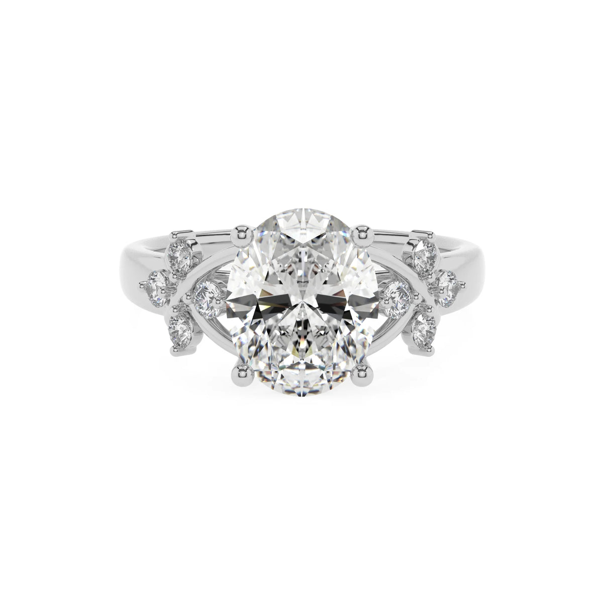 lab grown moissanite oval solitaire rings in white gold 