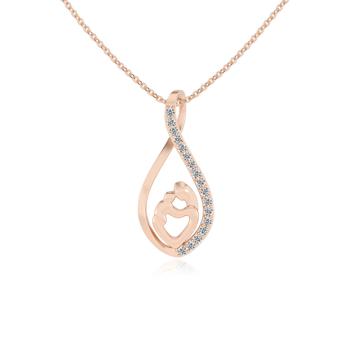 lab grown moissanite round necklaces in rose gold 
