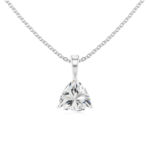 Lab Grown Moissanite Trillion Solitaire Pendant Necklace with 18" Chain