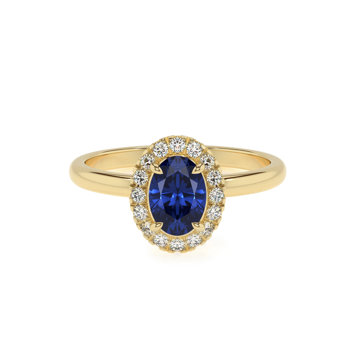 lab grown blue-sapphire oval solitaire rings in yellow gold 